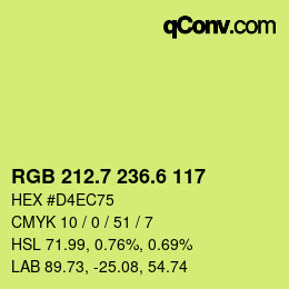 カラーコード: RGB 212.7 236.6 117 | qconv.com