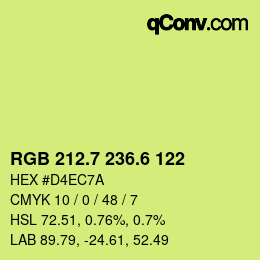 カラーコード: RGB 212.7 236.6 122 | qconv.com