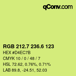 カラーコード: RGB 212.7 236.6 123 | qconv.com