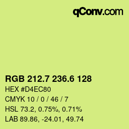 カラーコード: RGB 212.7 236.6 128 | qconv.com