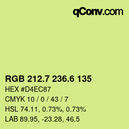 カラーコード: RGB 212.7 236.6 135 | qconv.com