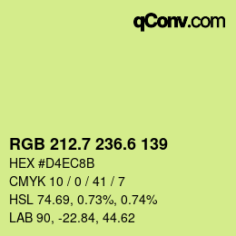 カラーコード: RGB 212.7 236.6 139 | qconv.com