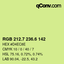カラーコード: RGB 212.7 236.6 142 | qconv.com