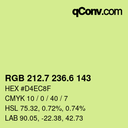 カラーコード: RGB 212.7 236.6 143 | qconv.com