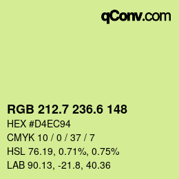 カラーコード: RGB 212.7 236.6 148 | qconv.com