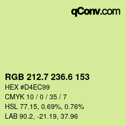 カラーコード: RGB 212.7 236.6 153 | qconv.com