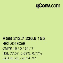 カラーコード: RGB 212.7 236.6 155 | qconv.com