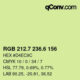 カラーコード: RGB 212.7 236.6 156 | qconv.com