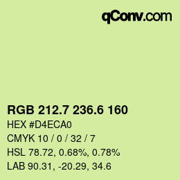 カラーコード: RGB 212.7 236.6 160 | qconv.com