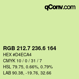 カラーコード: RGB 212.7 236.6 164 | qconv.com