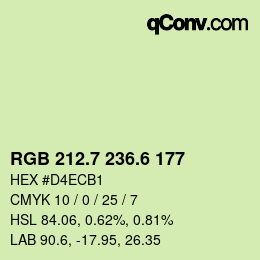 カラーコード: RGB 212.7 236.6 177 | qconv.com