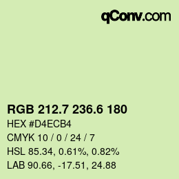カラーコード: RGB 212.7 236.6 180 | qconv.com