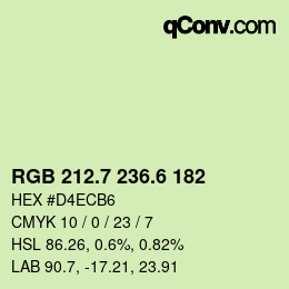 カラーコード: RGB 212.7 236.6 182 | qconv.com