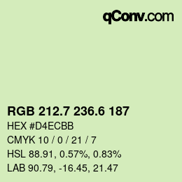 カラーコード: RGB 212.7 236.6 187 | qconv.com