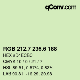 カラーコード: RGB 212.7 236.6 188 | qconv.com