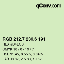 カラーコード: RGB 212.7 236.6 191 | qconv.com