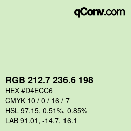 カラーコード: RGB 212.7 236.6 198 | qconv.com