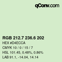 カラーコード: RGB 212.7 236.6 202 | qconv.com