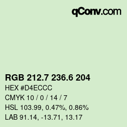 カラーコード: RGB 212.7 236.6 204 | qconv.com