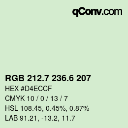 カラーコード: RGB 212.7 236.6 207 | qconv.com