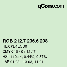 カラーコード: RGB 212.7 236.6 208 | qconv.com