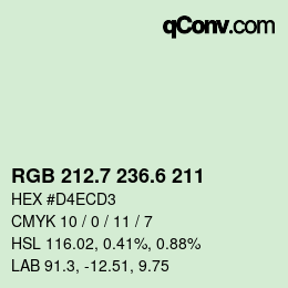 カラーコード: RGB 212.7 236.6 211 | qconv.com