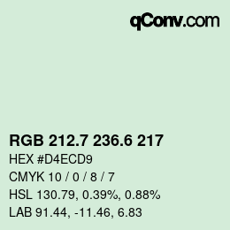 カラーコード: RGB 212.7 236.6 217 | qconv.com