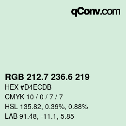 カラーコード: RGB 212.7 236.6 219 | qconv.com