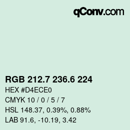 カラーコード: RGB 212.7 236.6 224 | qconv.com
