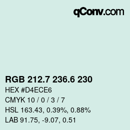 カラーコード: RGB 212.7 236.6 230 | qconv.com