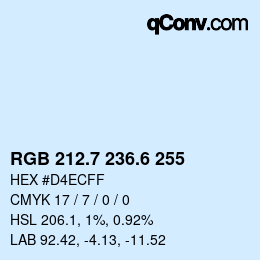 カラーコード: RGB 212.7 236.6 255 | qconv.com