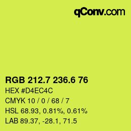 カラーコード: RGB 212.7 236.6 76 | qconv.com