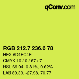 カラーコード: RGB 212.7 236.6 78 | qconv.com
