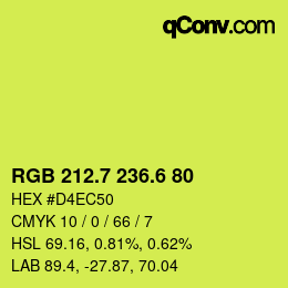 カラーコード: RGB 212.7 236.6 80 | qconv.com