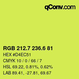 カラーコード: RGB 212.7 236.6 81 | qconv.com