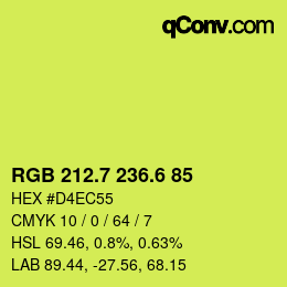 カラーコード: RGB 212.7 236.6 85 | qconv.com