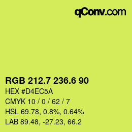 カラーコード: RGB 212.7 236.6 90 | qconv.com
