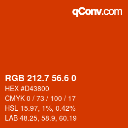 カラーコード: RGB 212.7 56.6 0 | qconv.com