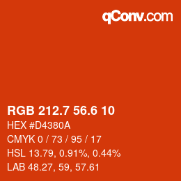 カラーコード: RGB 212.7 56.6 10 | qconv.com