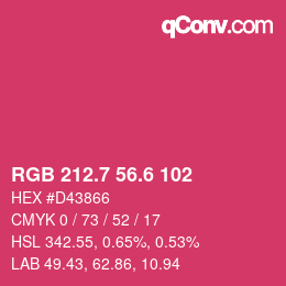 カラーコード: RGB 212.7 56.6 102 | qconv.com