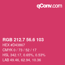 カラーコード: RGB 212.7 56.6 103 | qconv.com