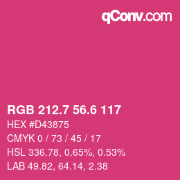 カラーコード: RGB 212.7 56.6 117 | qconv.com