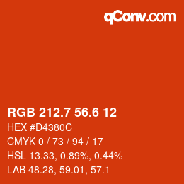 カラーコード: RGB 212.7 56.6 12 | qconv.com