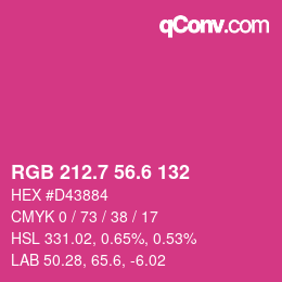 カラーコード: RGB 212.7 56.6 132 | qconv.com