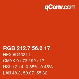 カラーコード: RGB 212.7 56.6 17 | qconv.com