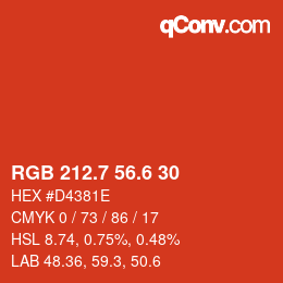 カラーコード: RGB 212.7 56.6 30 | qconv.com