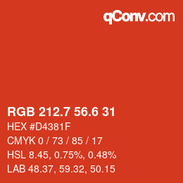 カラーコード: RGB 212.7 56.6 31 | qconv.com