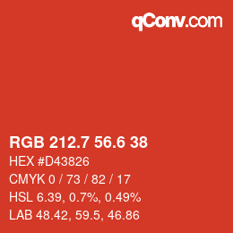 カラーコード: RGB 212.7 56.6 38 | qconv.com