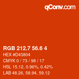 カラーコード: RGB 212.7 56.6 4 | qconv.com
