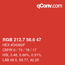 カラーコード: RGB 212.7 56.6 47 | qconv.com